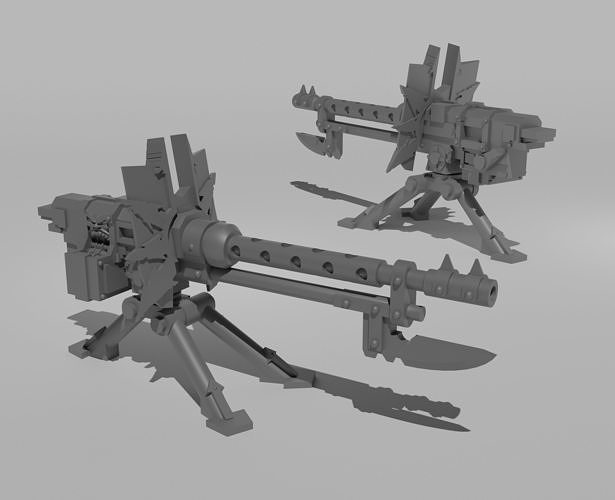 Scifi Renegade Army Heavy Weapons Team Autocannon Kit 3D print model