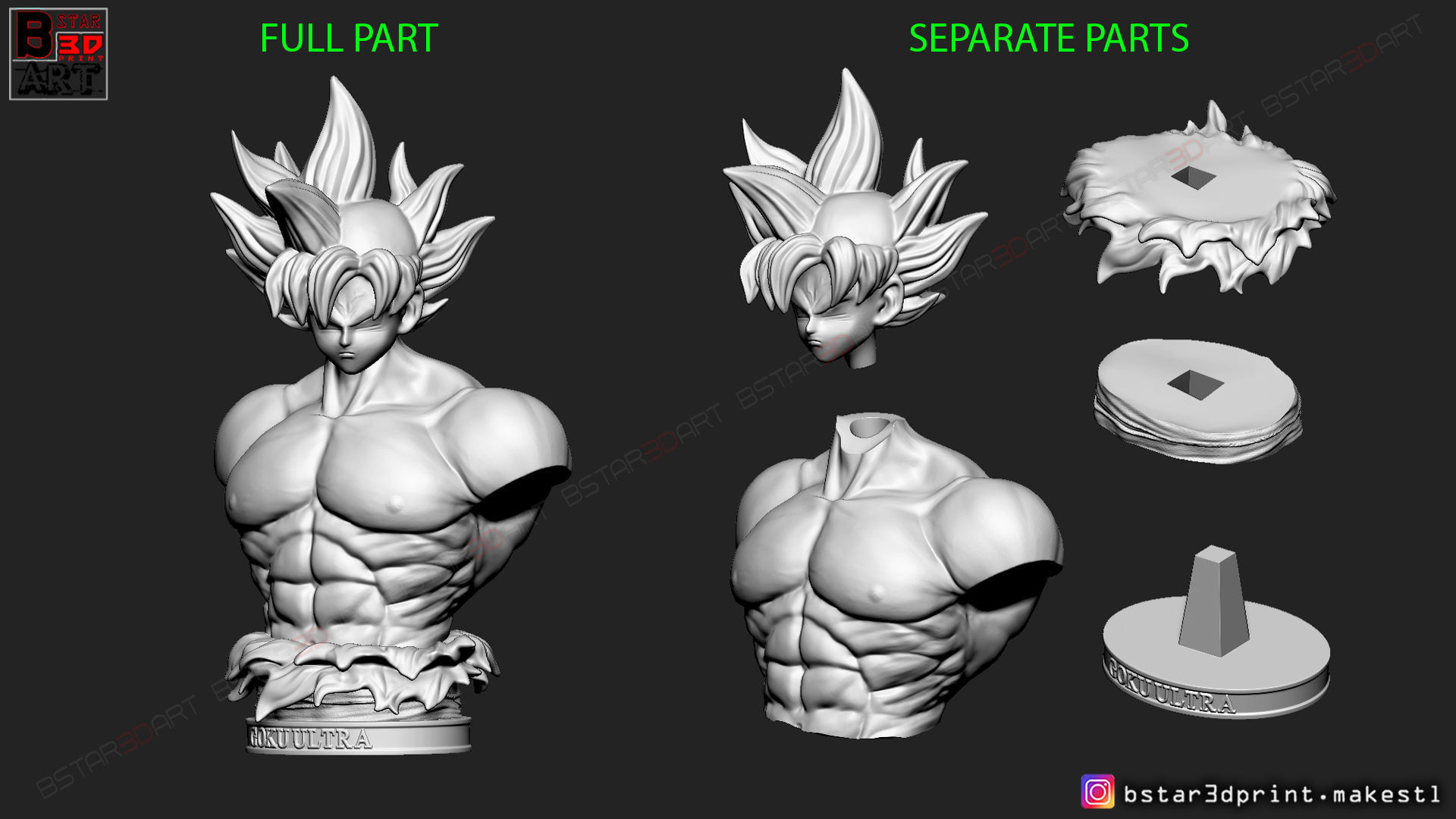 GOKU ultra instinct BUST - DRAGON BALL SUPER 3D print model_12