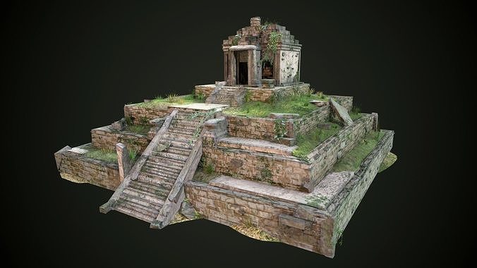 Aztec Maya Inca Tikal Pyramid Temple Low-poly 3D model