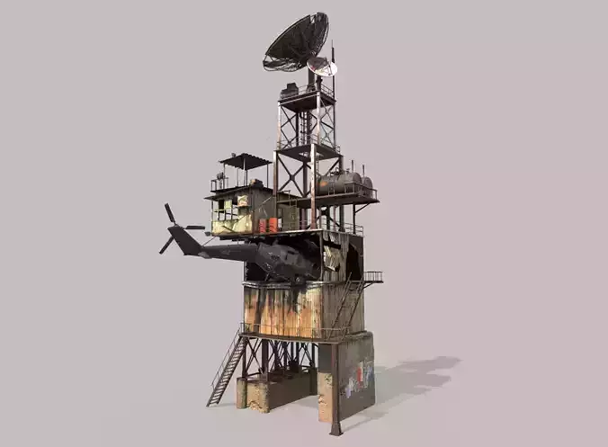 Post-Apocalyptic Outpost Tower 3D model