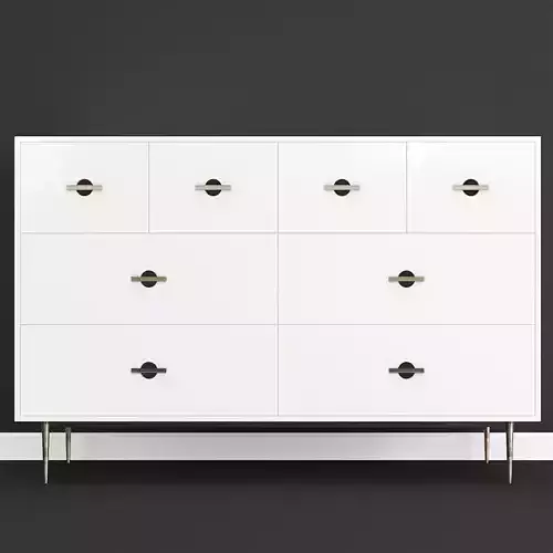 Swoon Felix Scandi Style Chest Of Drawers in Brass and White Free low-poly 3D model