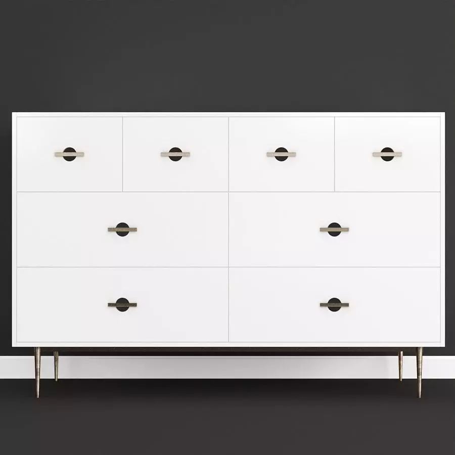 Swoon Felix Scandi Style Chest Of Drawers in Brass and White Free low-poly 3D model_0