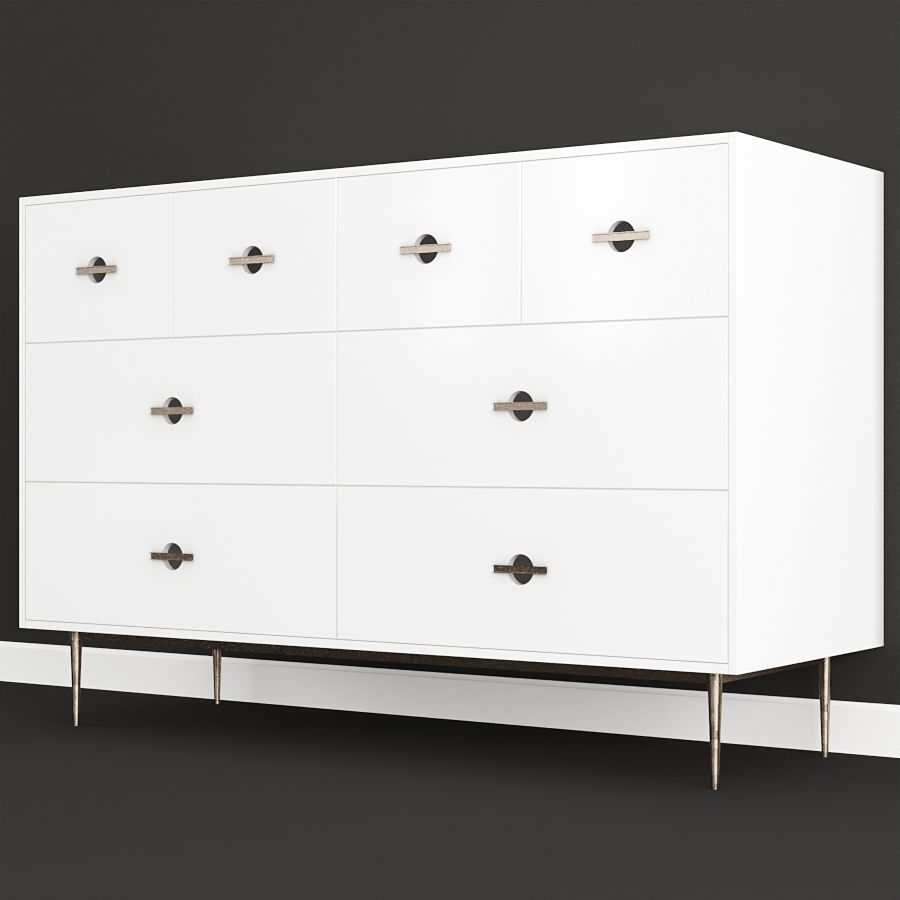 Swoon Felix Scandi Style Chest Of Drawers in Brass and White Free low-poly 3D model_2