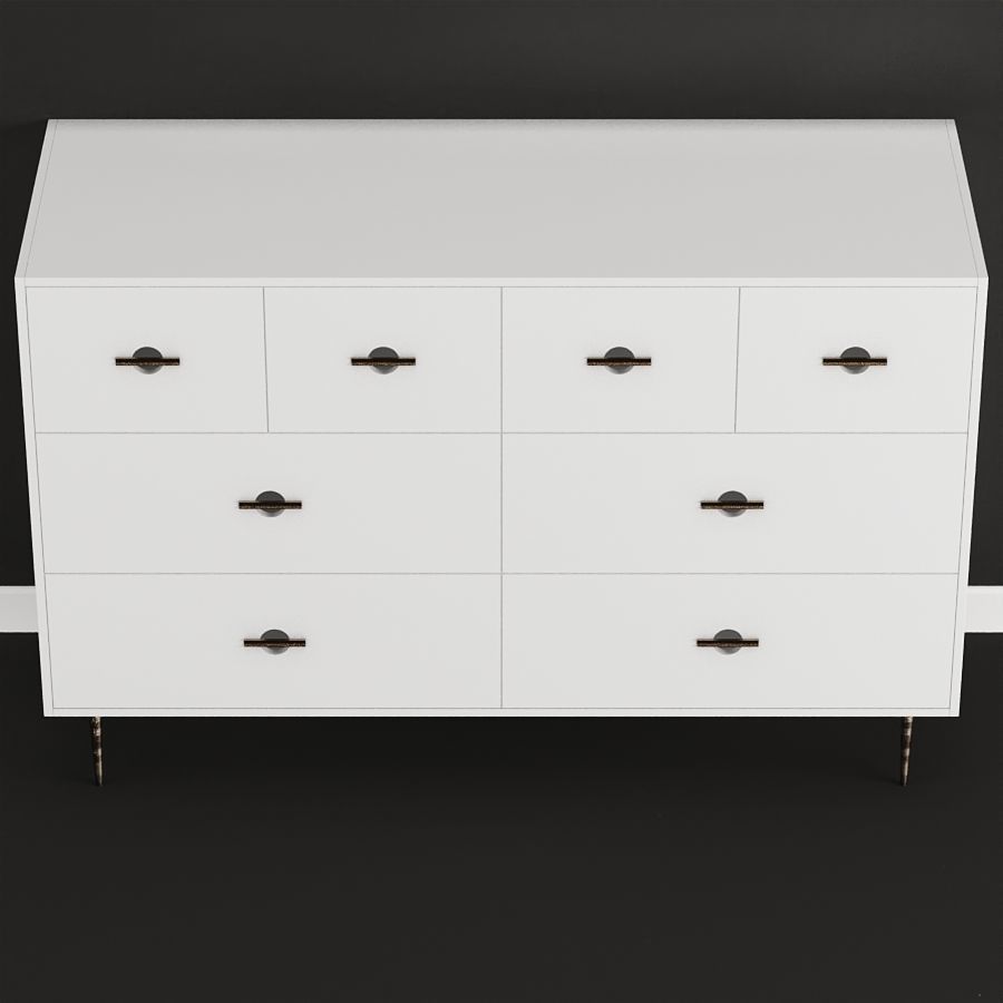 Swoon Felix Scandi Style Chest Of Drawers in Brass and White Free low-poly 3D model_3