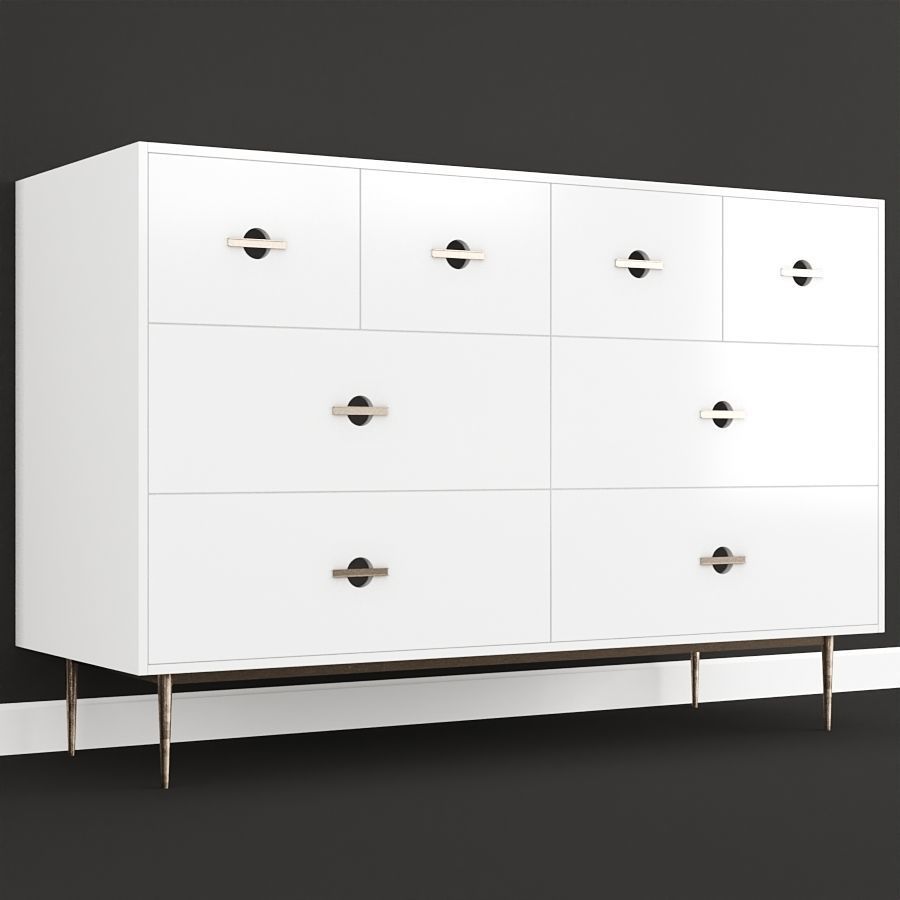 Swoon Felix Scandi Style Chest Of Drawers in Brass and White Free low-poly 3D model_1