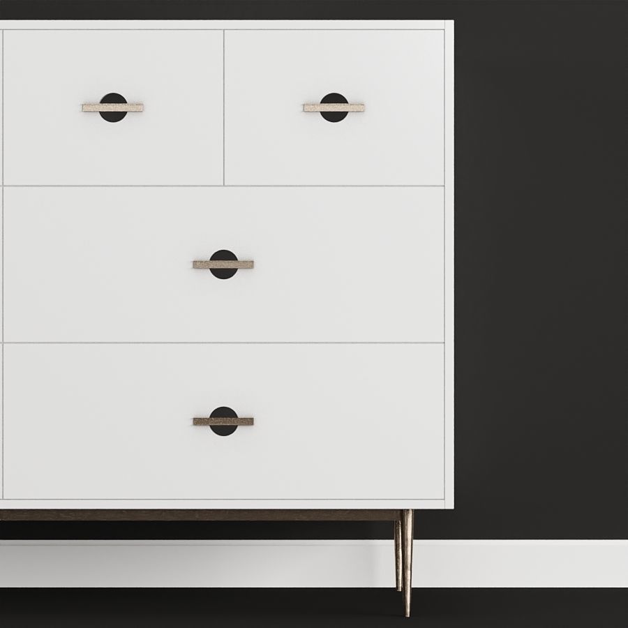 Swoon Felix Scandi Style Chest Of Drawers in Brass and White Free low-poly 3D model_4