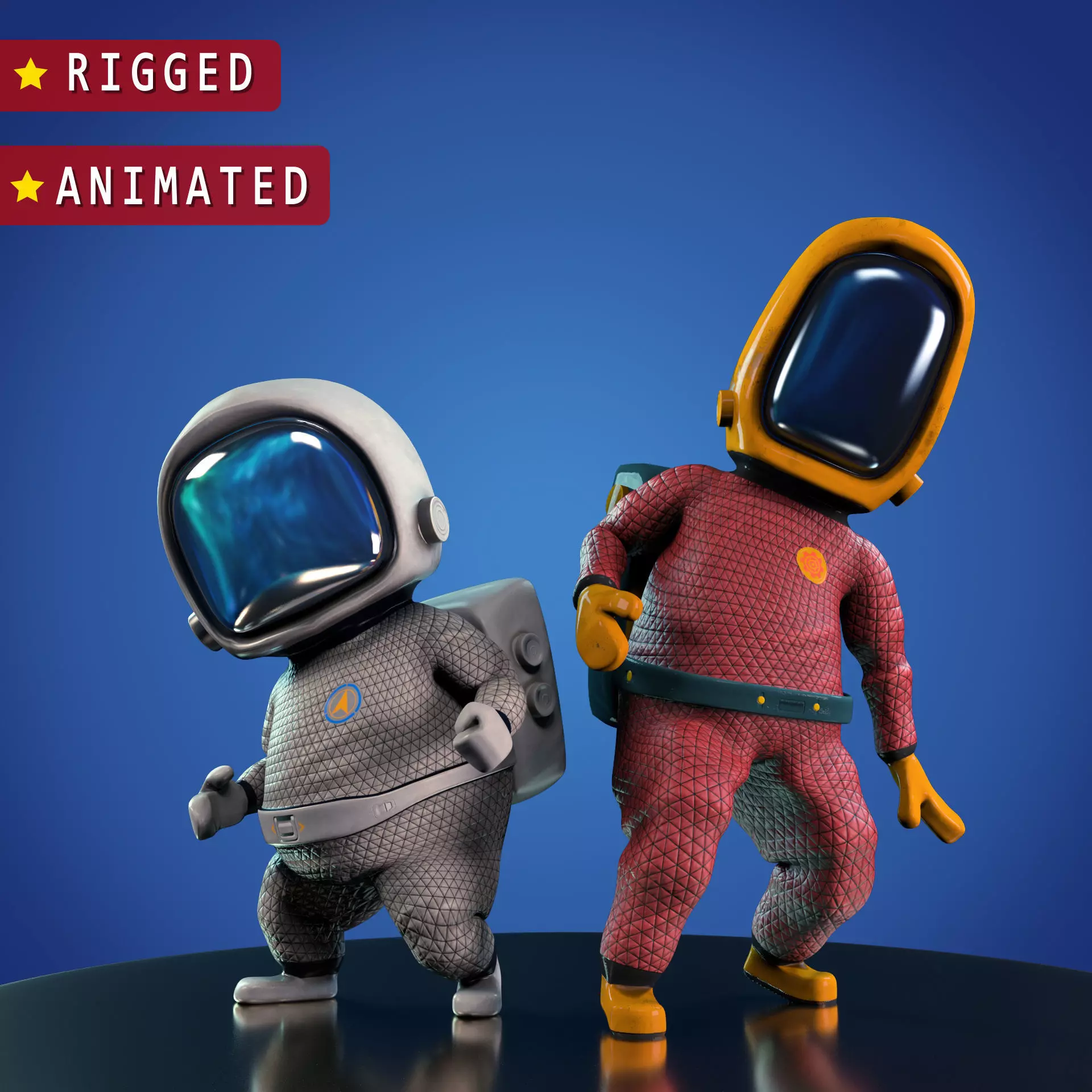 Astro Team Low-poly 3D model_0