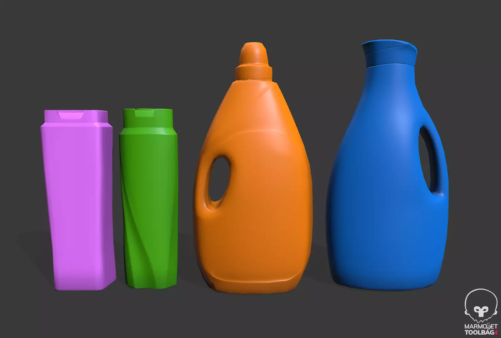 lowpoly household cleaning bottles  Low-poly 3D model_0