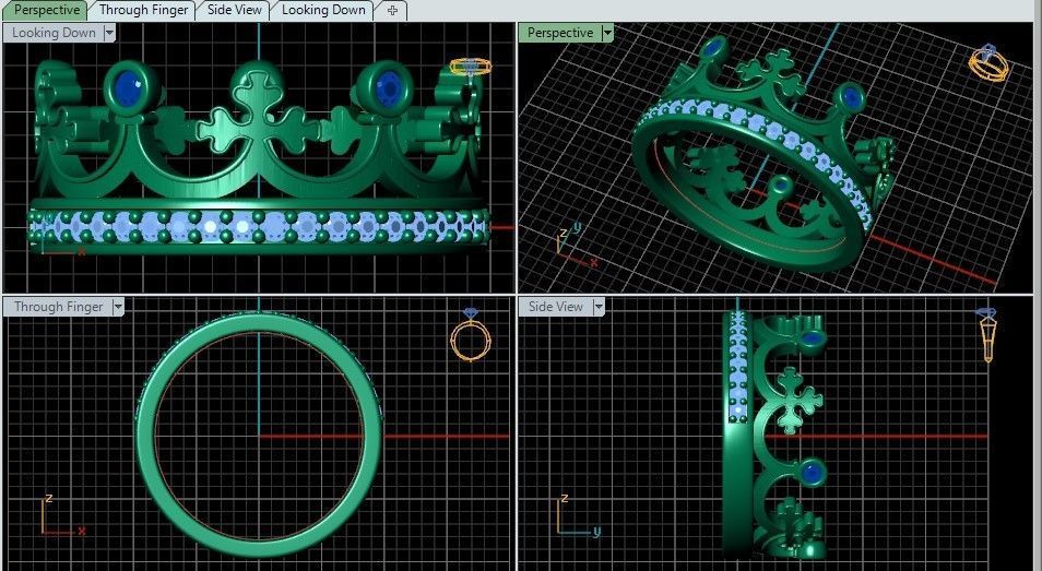 crown ring 3D print model_3