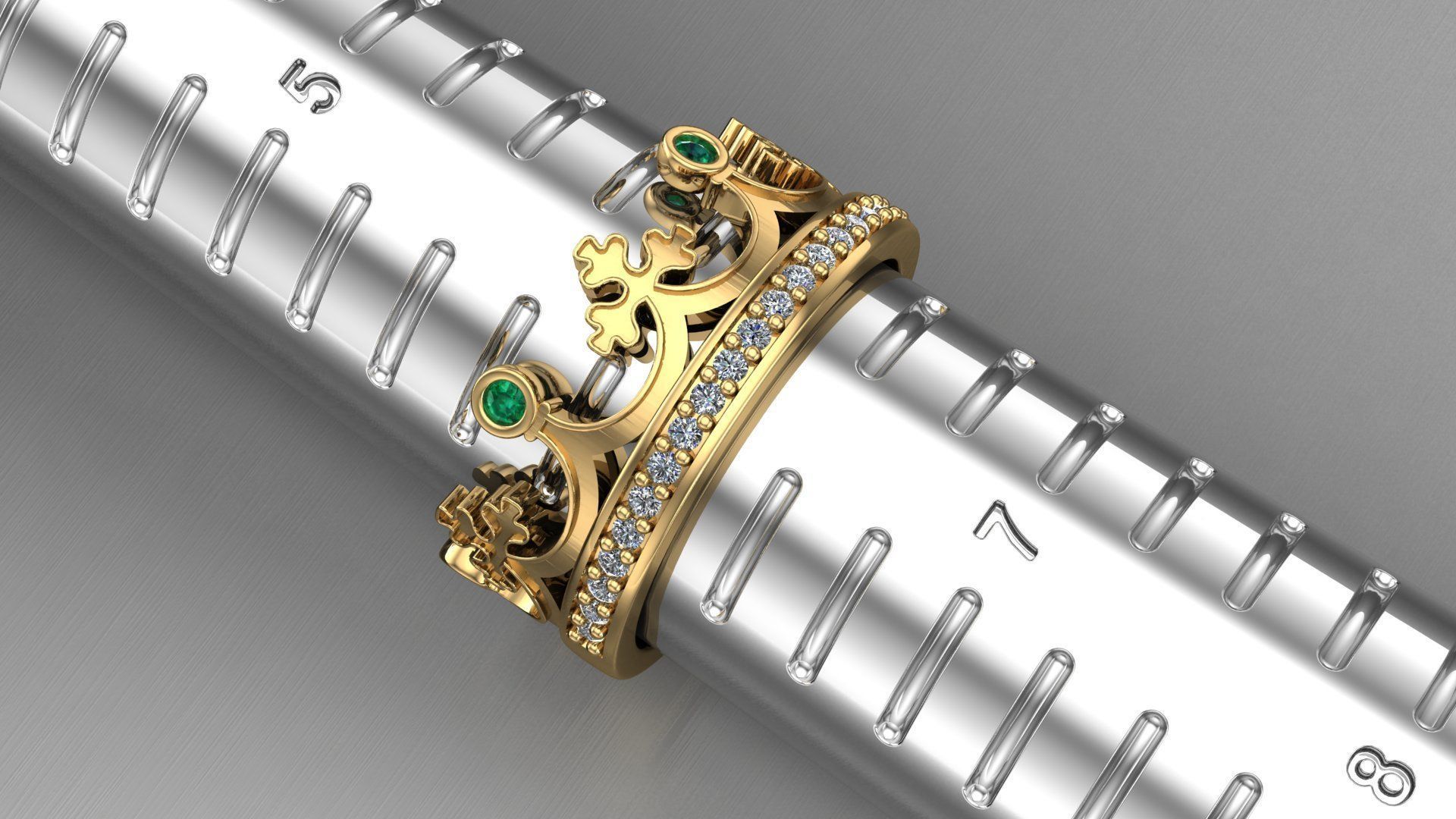 crown ring 3D print model_1