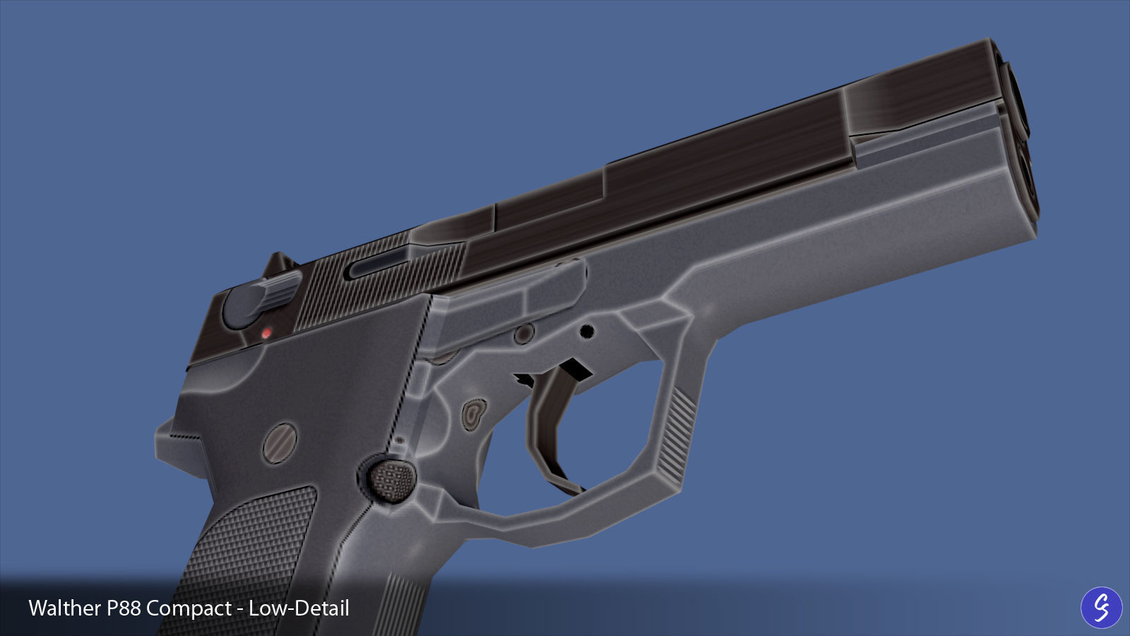 Low-Polygon Walther P88 Compact 9mm Pistol Low-poly 3D model_41