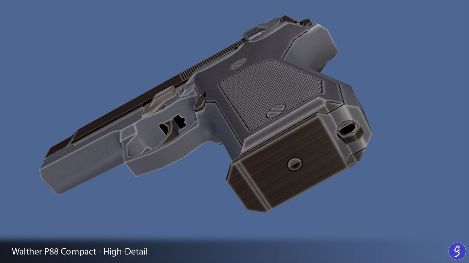 Low-Polygon Walther P88 Compact 9mm Pistol Low-poly 3D model_43