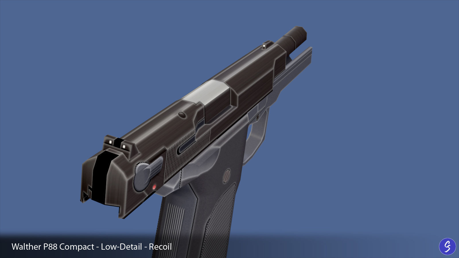 Low-Polygon Walther P88 Compact 9mm Pistol Low-poly 3D model_50