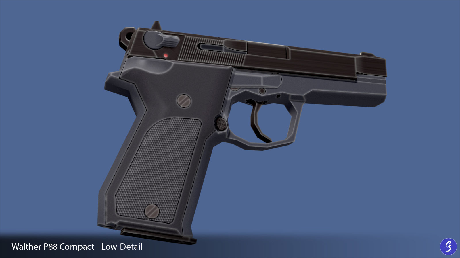 Low-Polygon Walther P88 Compact 9mm Pistol Low-poly 3D model_23