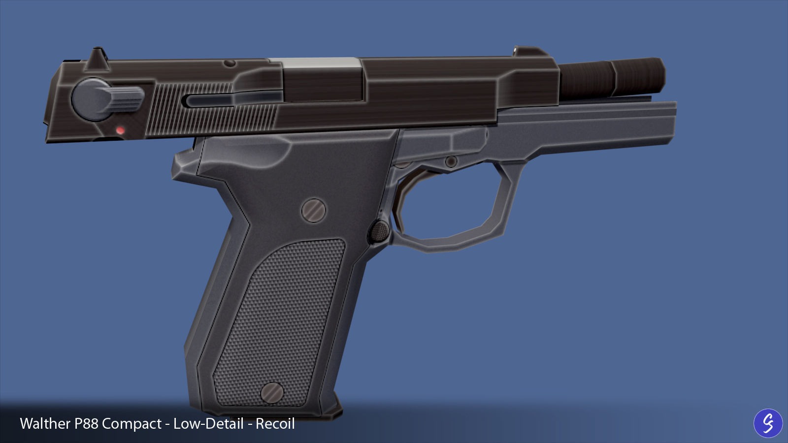 Low-Polygon Walther P88 Compact 9mm Pistol Low-poly 3D model_17