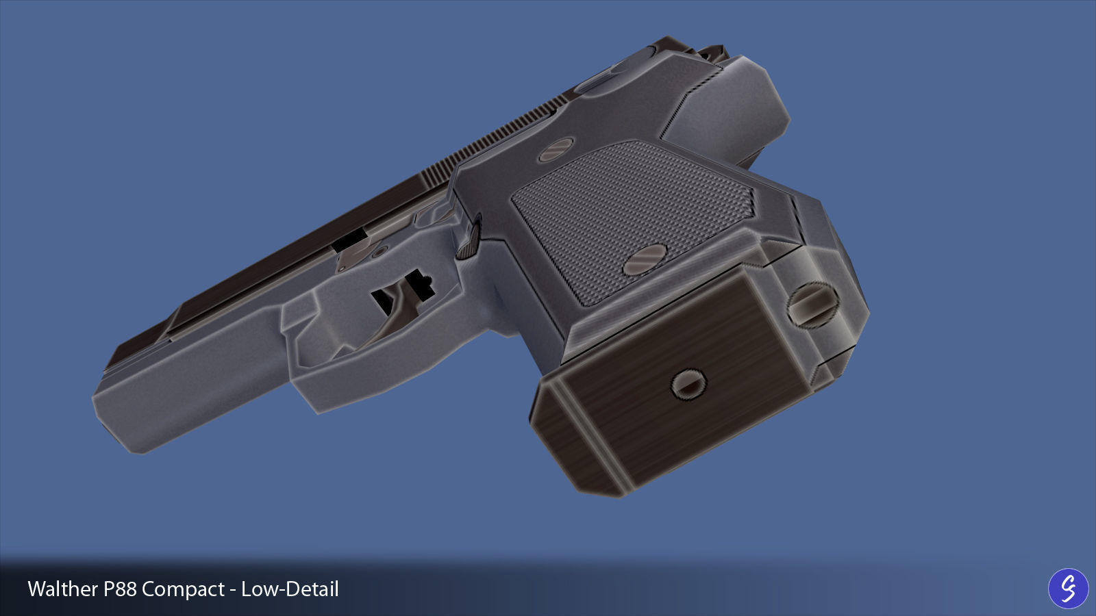 Low-Polygon Walther P88 Compact 9mm Pistol Low-poly 3D model_45