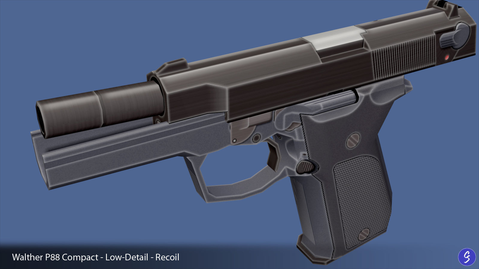 Low-Polygon Walther P88 Compact 9mm Pistol Low-poly 3D model_38