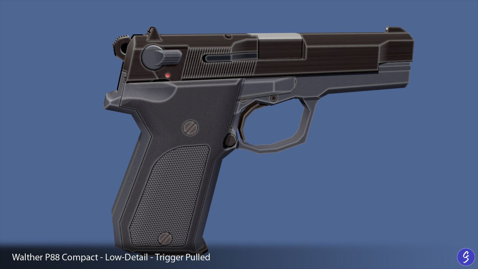 Low-Polygon Walther P88 Compact 9mm Pistol Low-poly 3D model_16