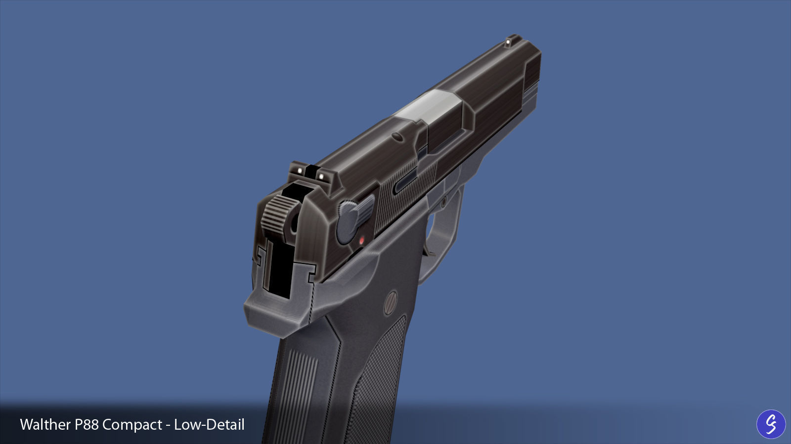 Low-Polygon Walther P88 Compact 9mm Pistol Low-poly 3D model_49