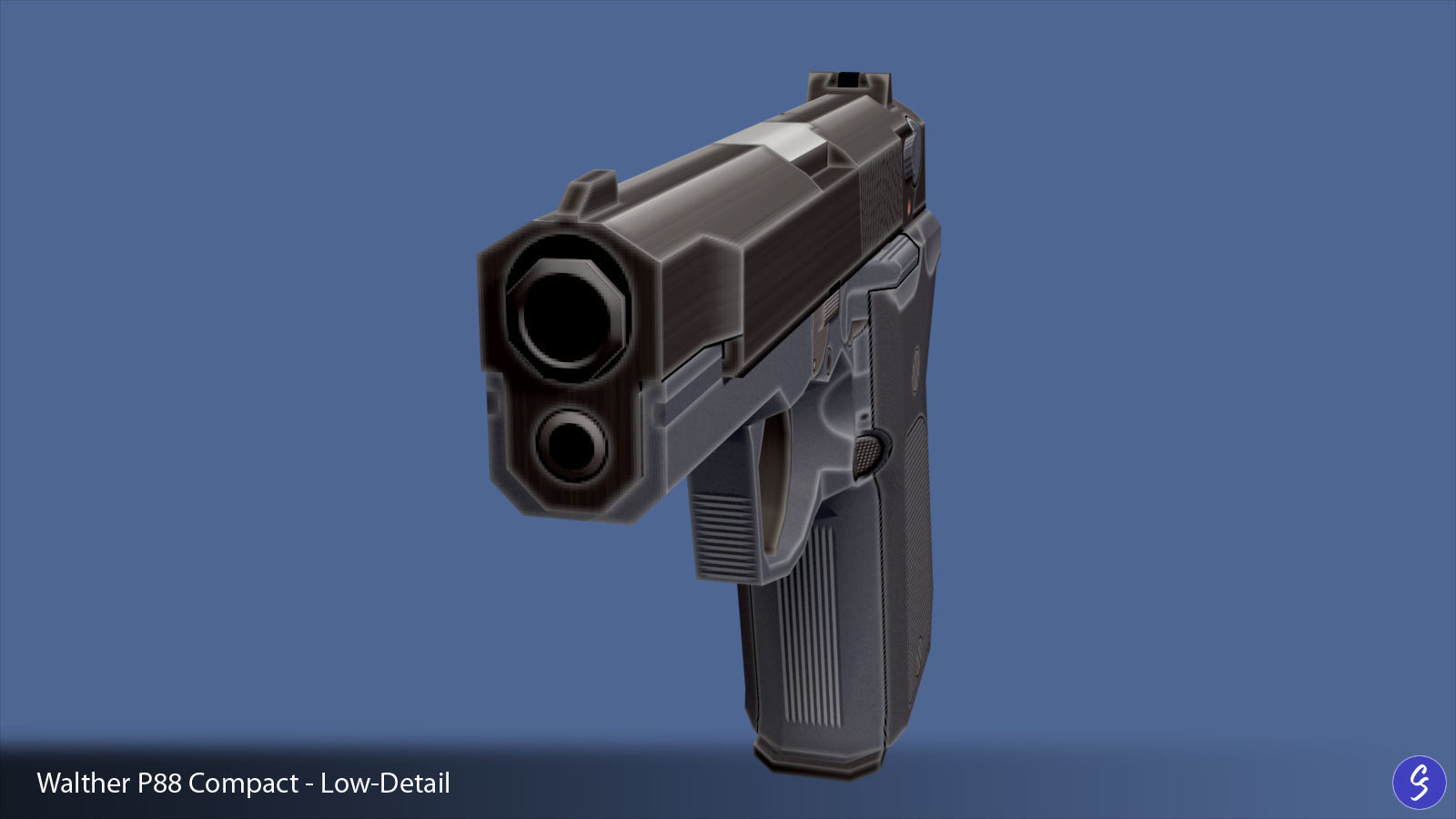 Low-Polygon Walther P88 Compact 9mm Pistol Low-poly 3D model_26