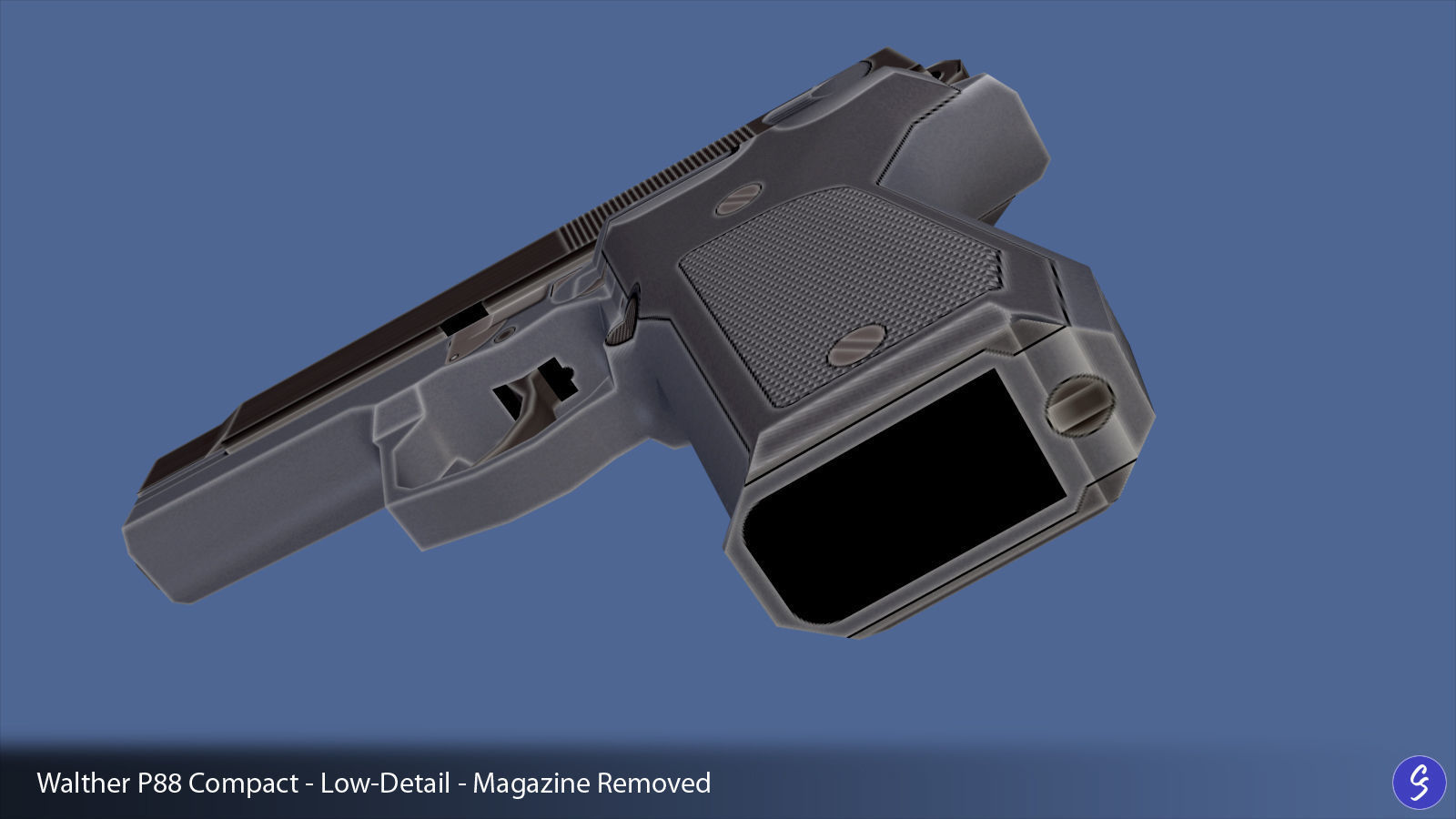 Low-Polygon Walther P88 Compact 9mm Pistol Low-poly 3D model_46