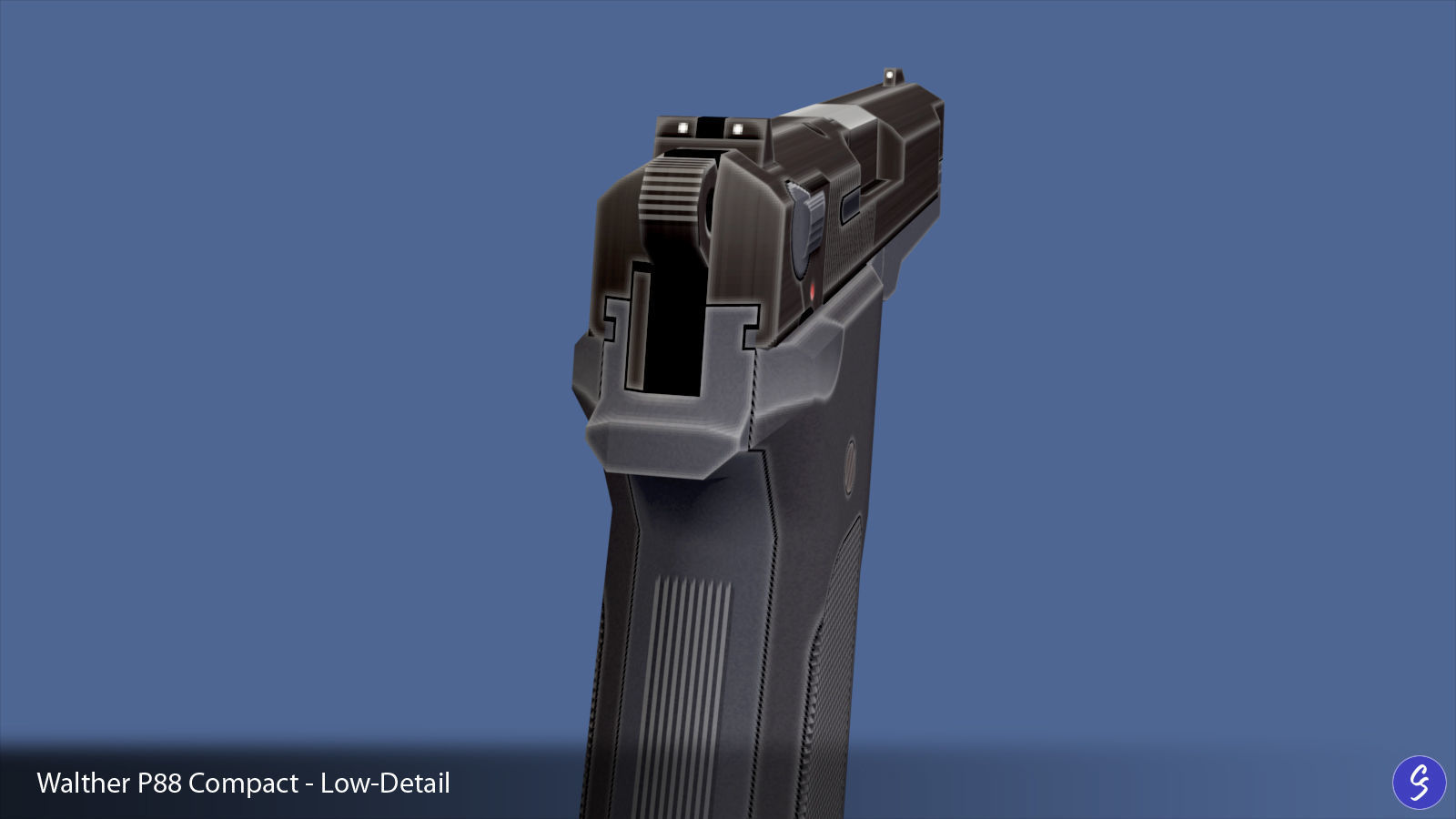 Low-Polygon Walther P88 Compact 9mm Pistol Low-poly 3D model_31