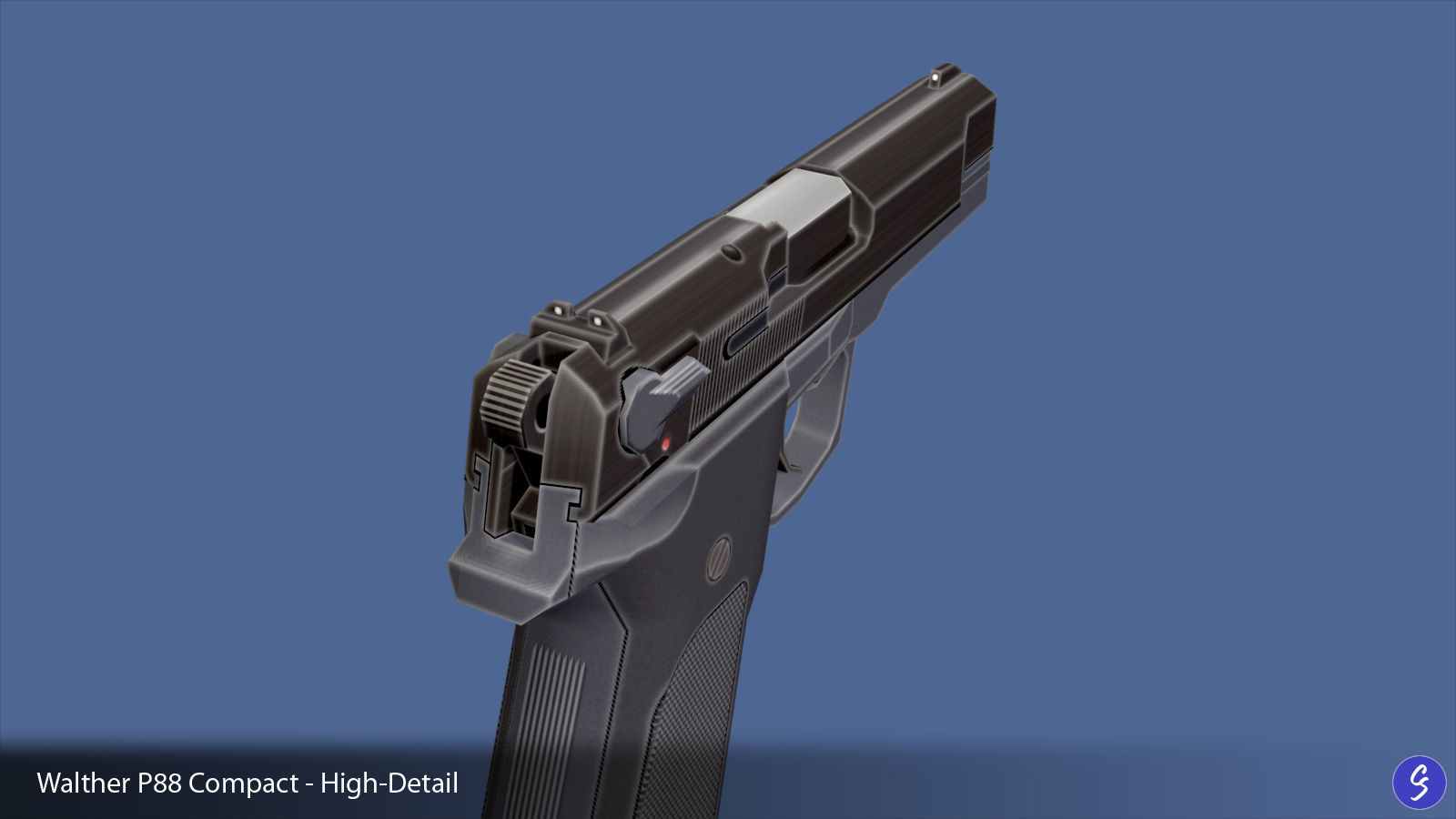 Low-Polygon Walther P88 Compact 9mm Pistol Low-poly 3D model_47