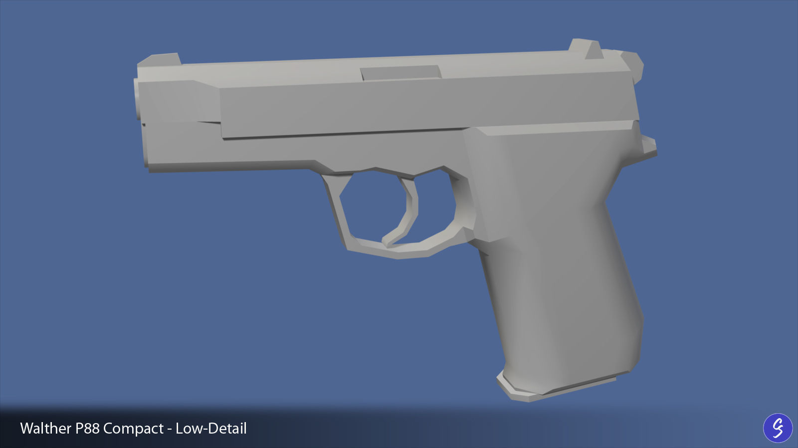 Low-Polygon Walther P88 Compact 9mm Pistol Low-poly 3D model_56