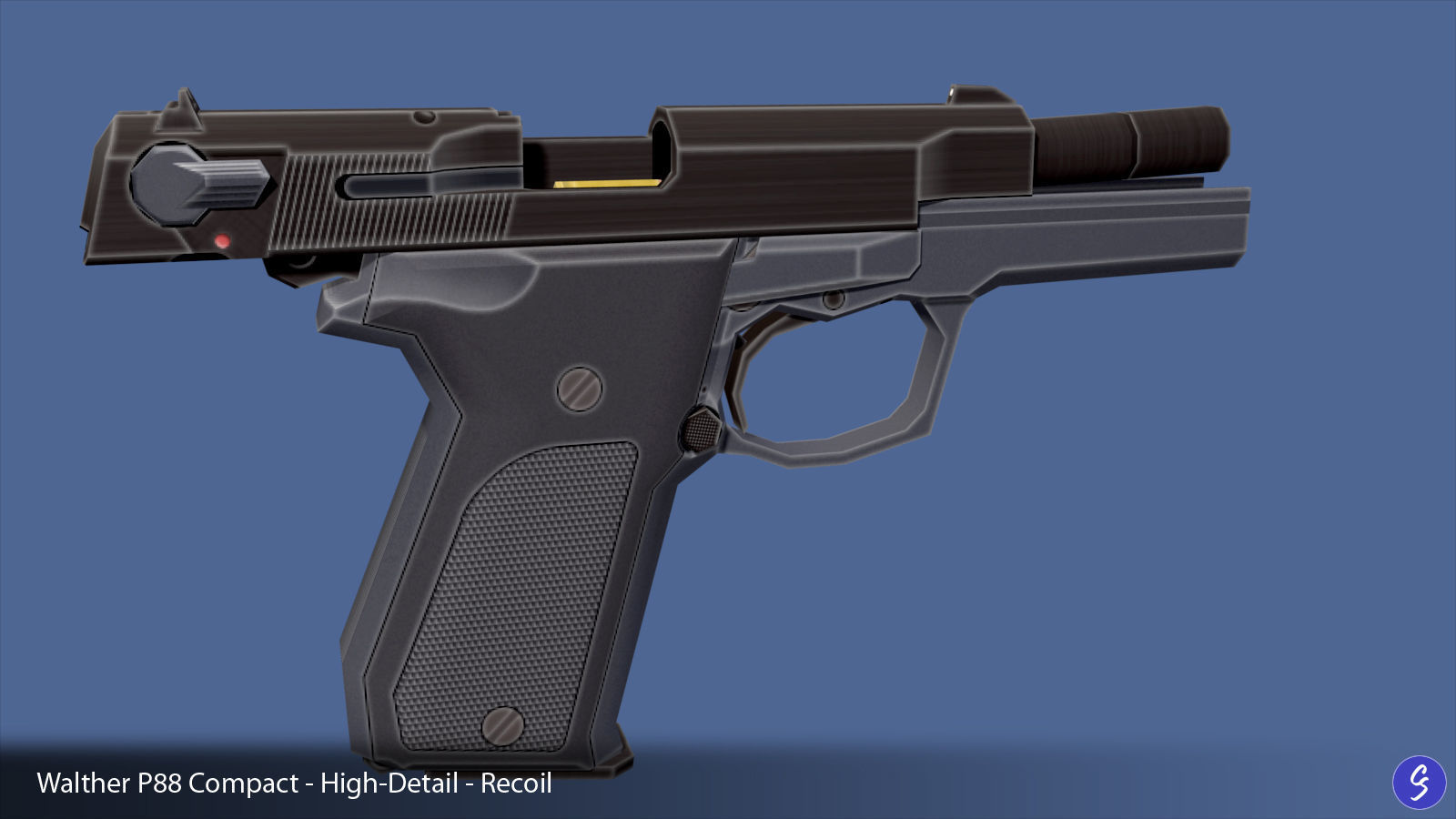 Low-Polygon Walther P88 Compact 9mm Pistol Low-poly 3D model_13