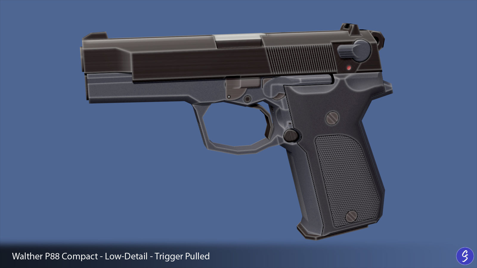Low-Polygon Walther P88 Compact 9mm Pistol Low-poly 3D model_7