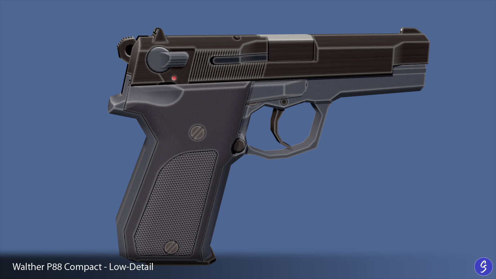 Low-Polygon Walther P88 Compact 9mm Pistol Low-poly 3D model_15