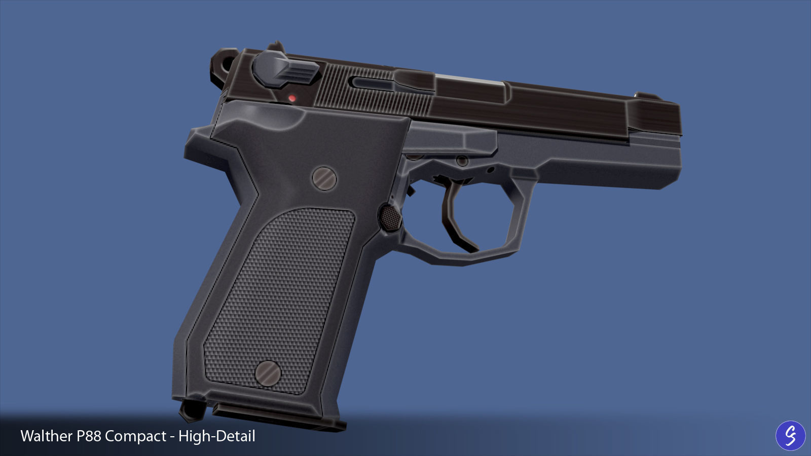 Low-Polygon Walther P88 Compact 9mm Pistol Low-poly 3D model_22