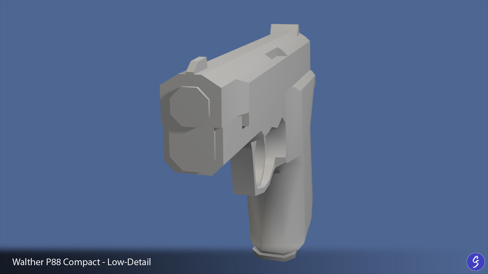 Low-Polygon Walther P88 Compact 9mm Pistol Low-poly 3D model_60