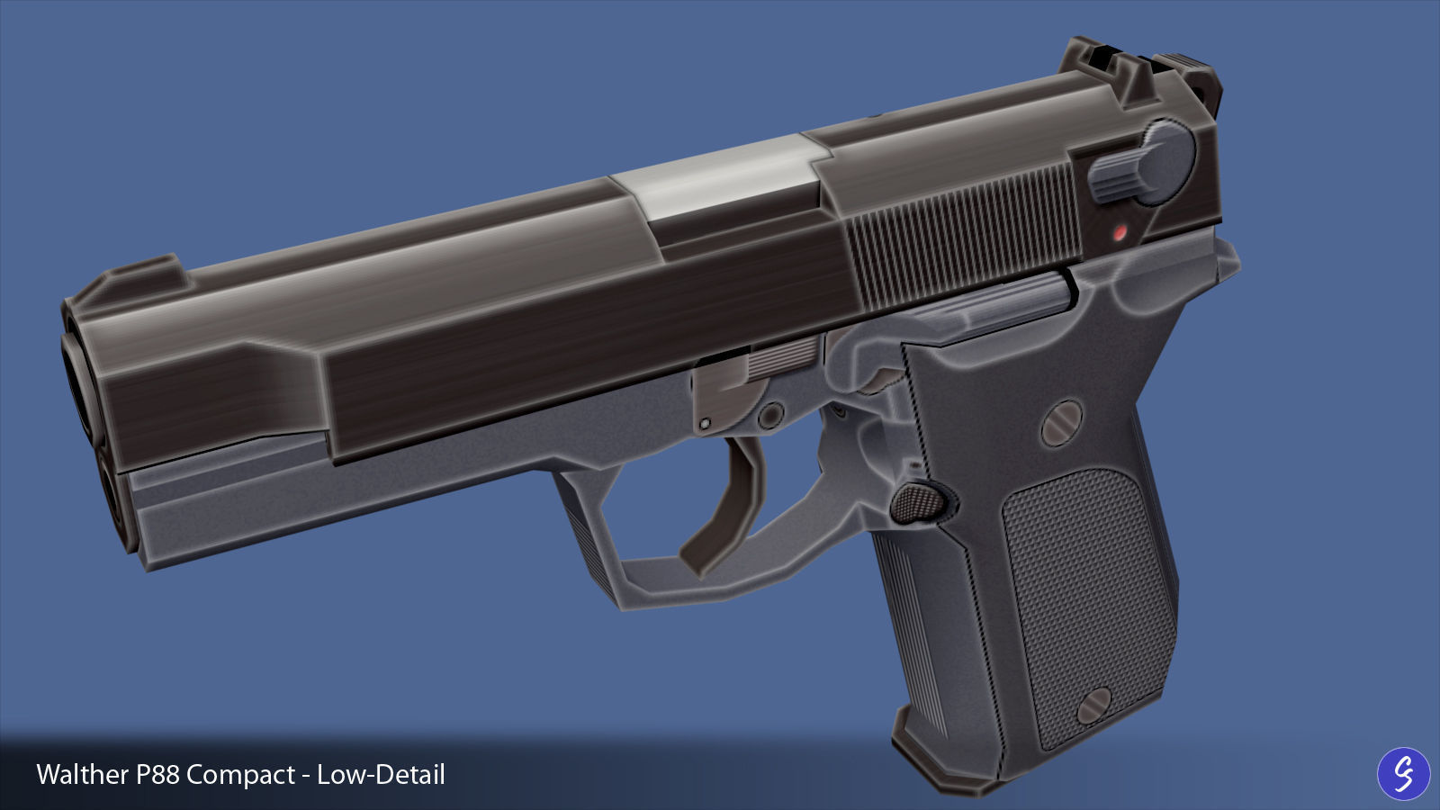 Low-Polygon Walther P88 Compact 9mm Pistol Low-poly 3D model_37