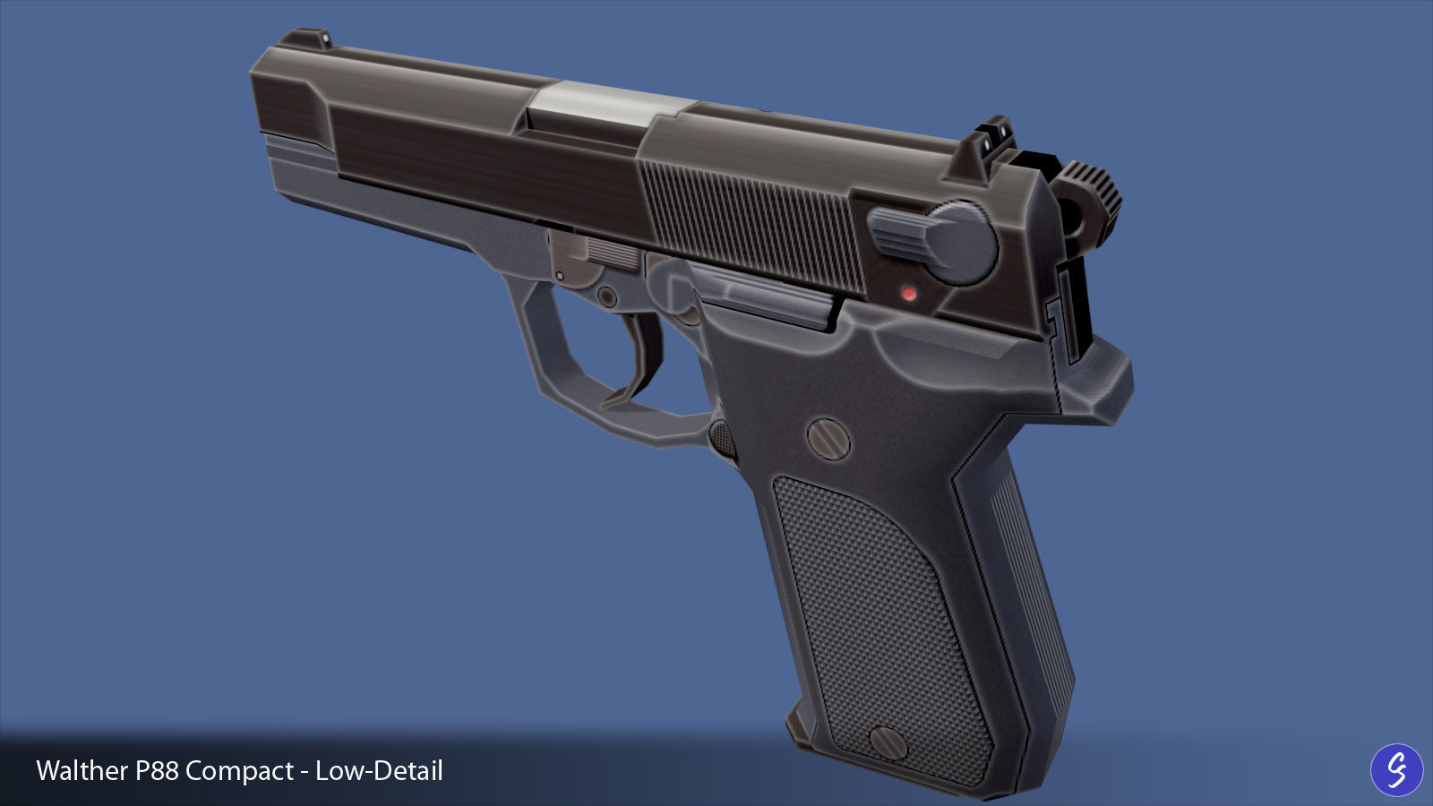Low-Polygon Walther P88 Compact 9mm Pistol Low-poly 3D model_34
