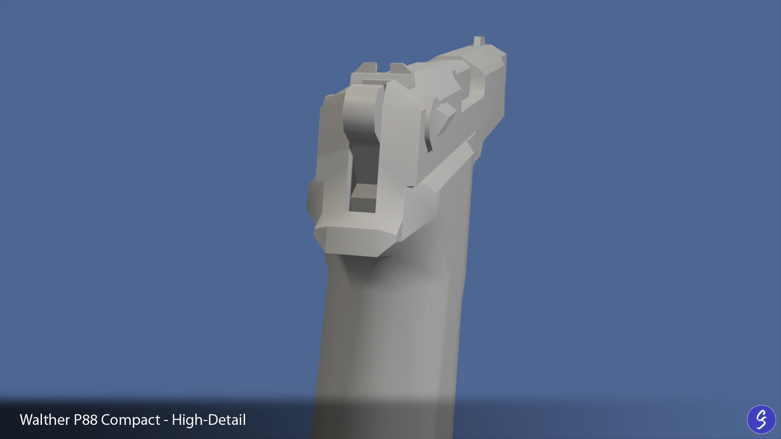 Low-Polygon Walther P88 Compact 9mm Pistol Low-poly 3D model_61