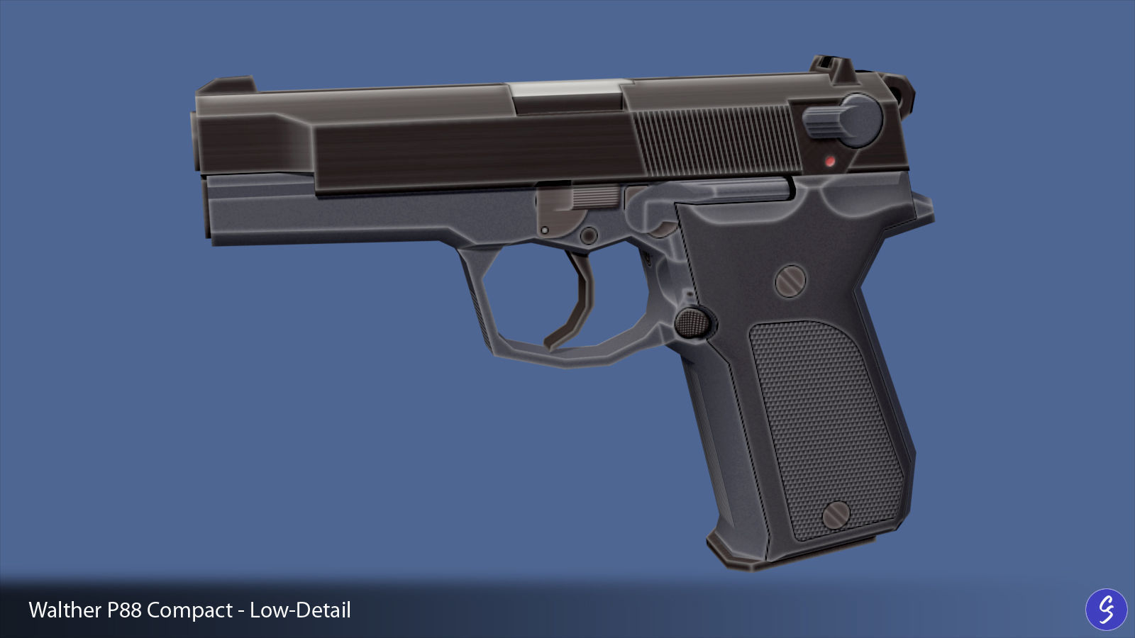 Low-Polygon Walther P88 Compact 9mm Pistol Low-poly 3D model_6