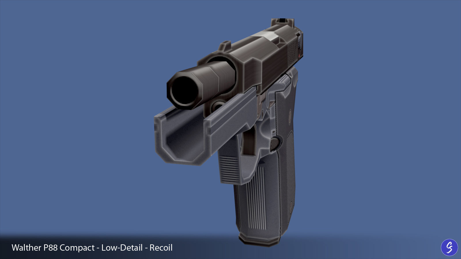 Low-Polygon Walther P88 Compact 9mm Pistol Low-poly 3D model_27