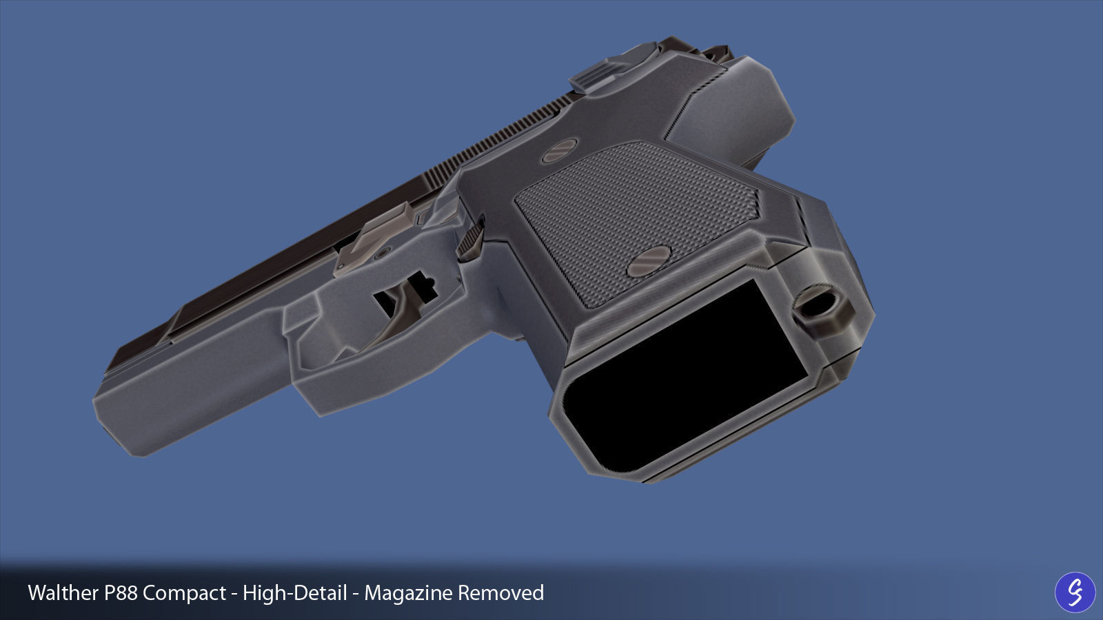 Low-Polygon Walther P88 Compact 9mm Pistol Low-poly 3D model_44