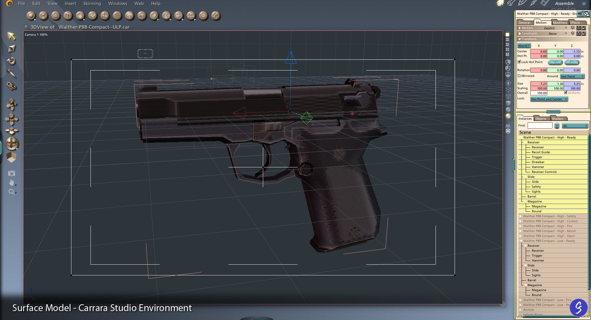 Low-Polygon Walther P88 Compact 9mm Pistol Low-poly 3D model_73