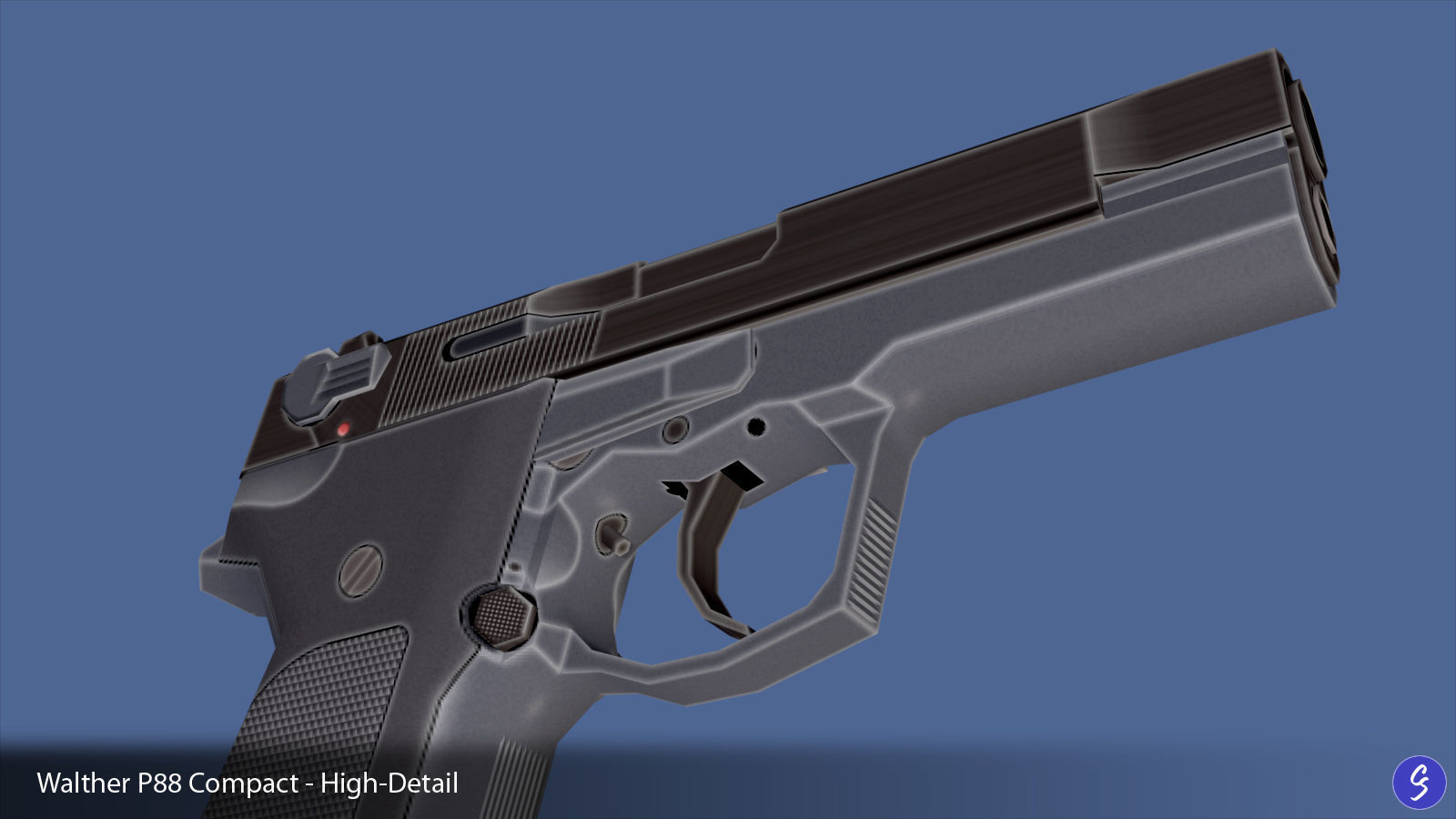 Low-Polygon Walther P88 Compact 9mm Pistol Low-poly 3D model_39