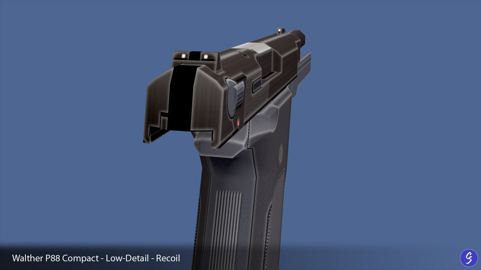 Low-Polygon Walther P88 Compact 9mm Pistol Low-poly 3D model_32