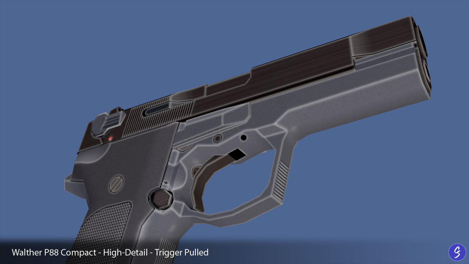 Low-Polygon Walther P88 Compact 9mm Pistol Low-poly 3D model_40