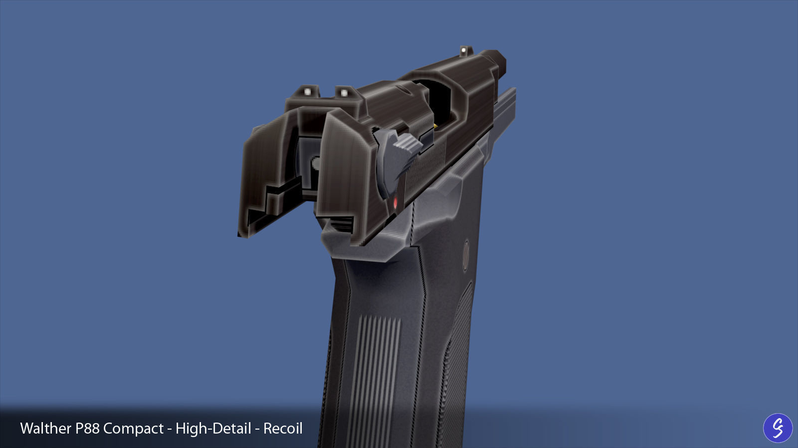 Low-Polygon Walther P88 Compact 9mm Pistol Low-poly 3D model_30