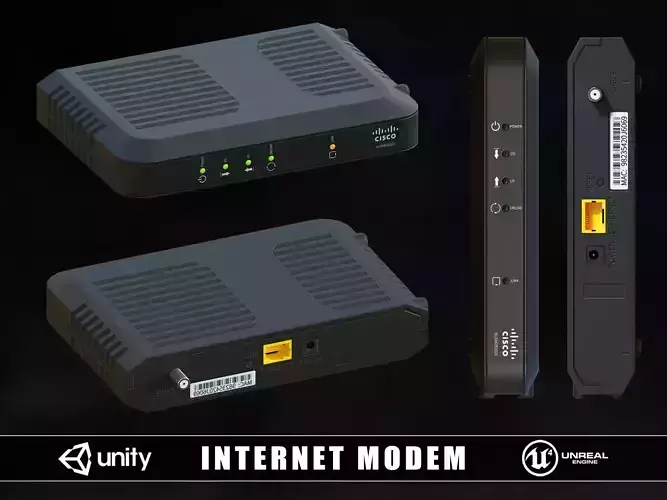 Internet Modem Low-poly 3D model