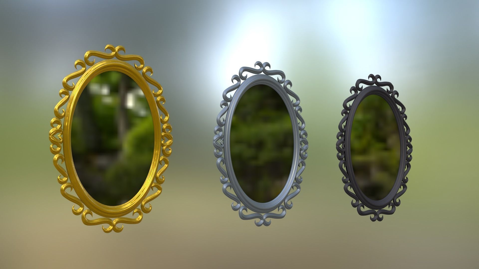 Collection of Oval Mirror Frames 3D model_1