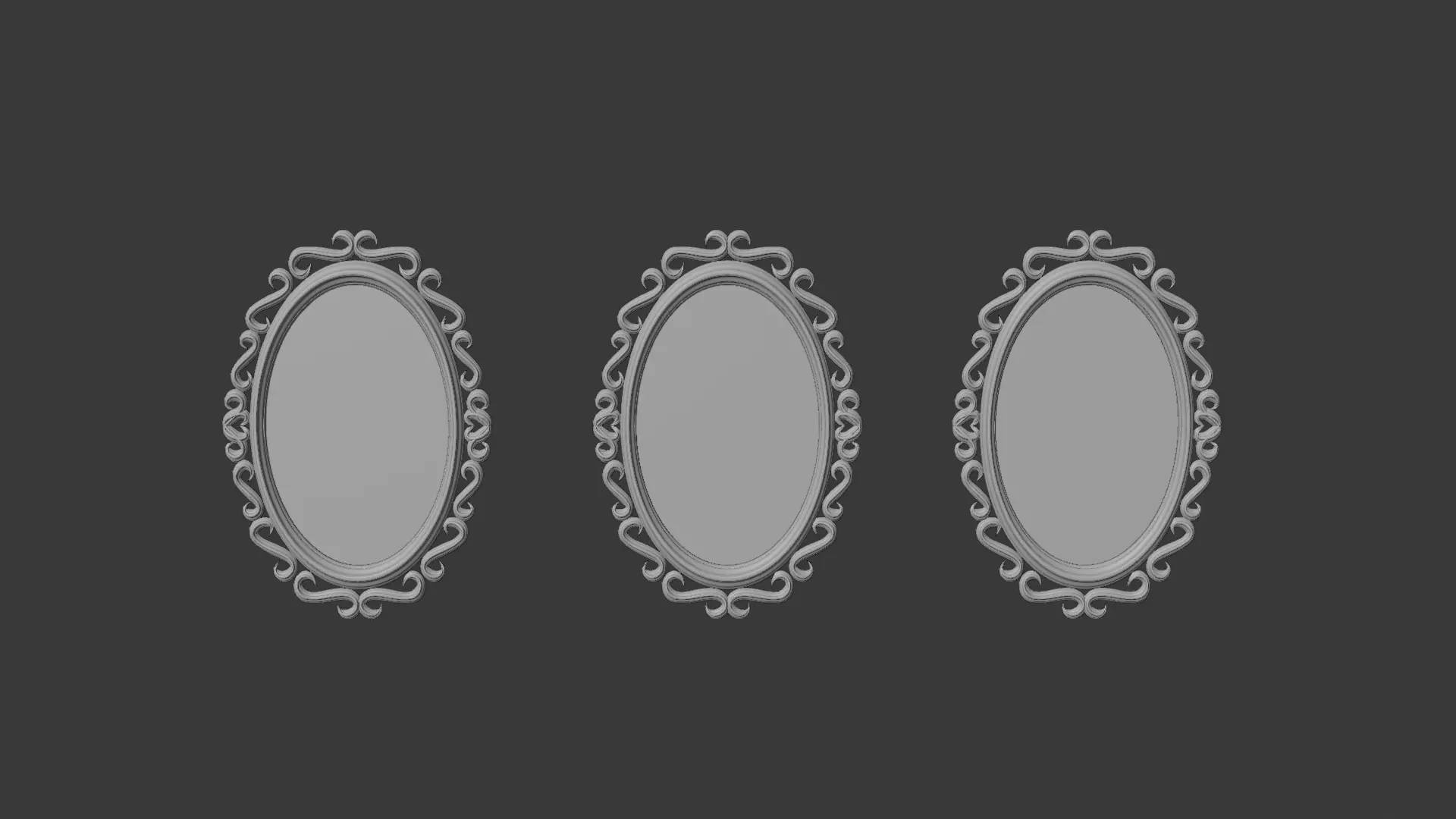 Collection of Oval Mirror Frames 3D model_0