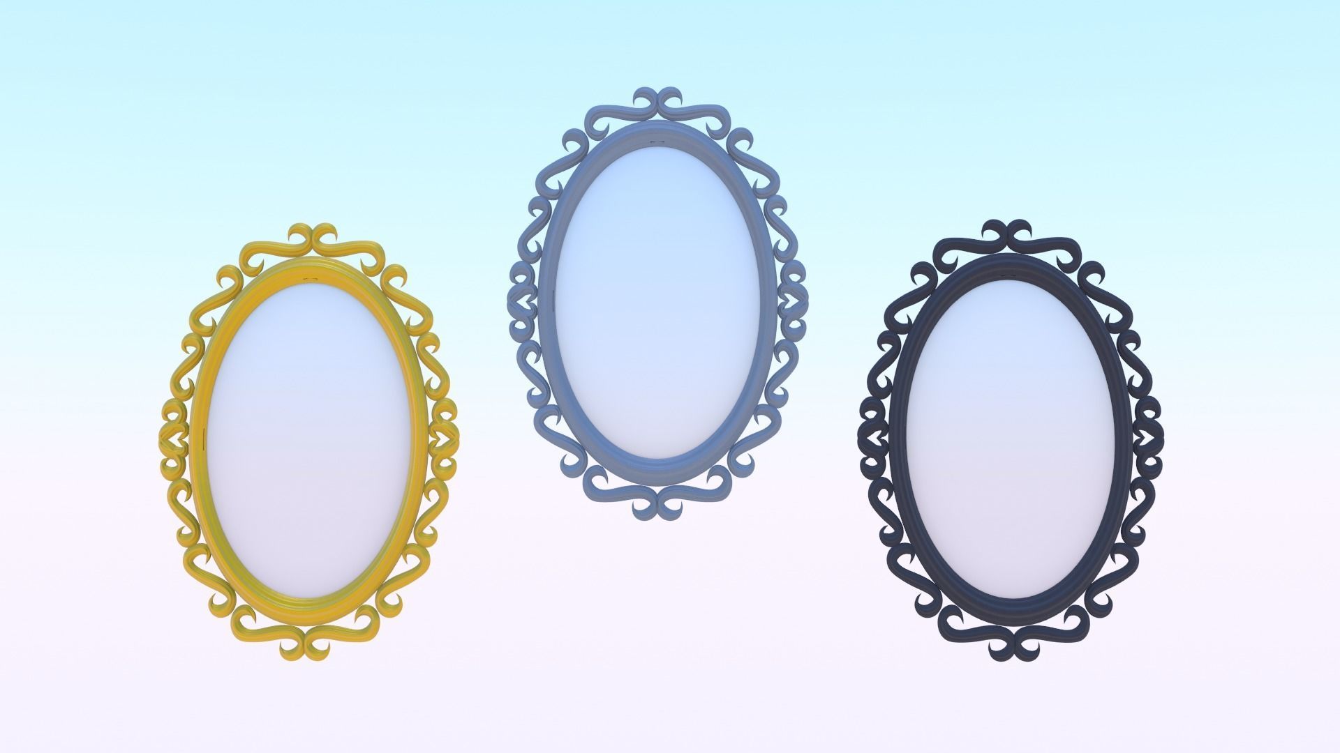 Collection of Oval Mirror Frames 3D model_2