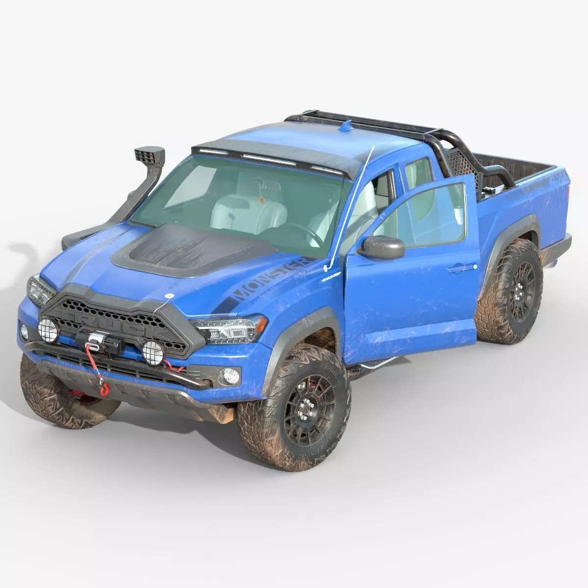 Generic Pickup Truck Lowpoly with PBR Textures Low-poly 3D model_0