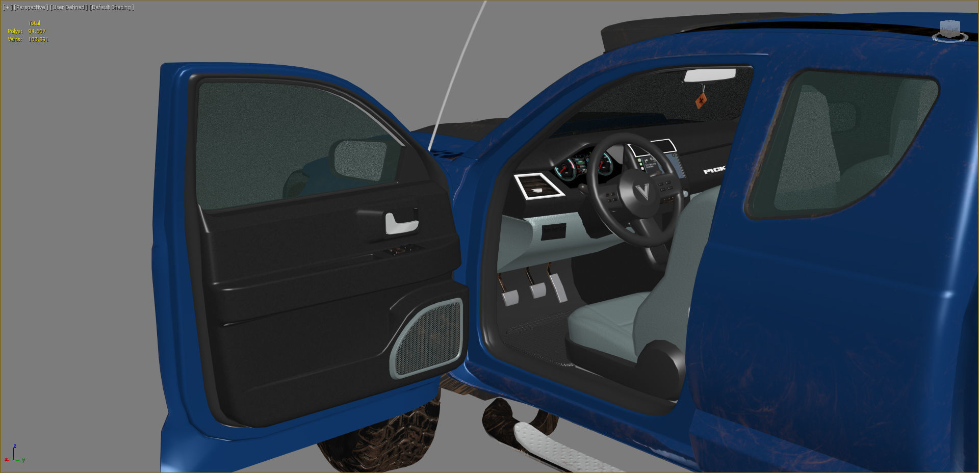 Generic Pickup Truck Lowpoly with PBR Textures Low-poly 3D model_13